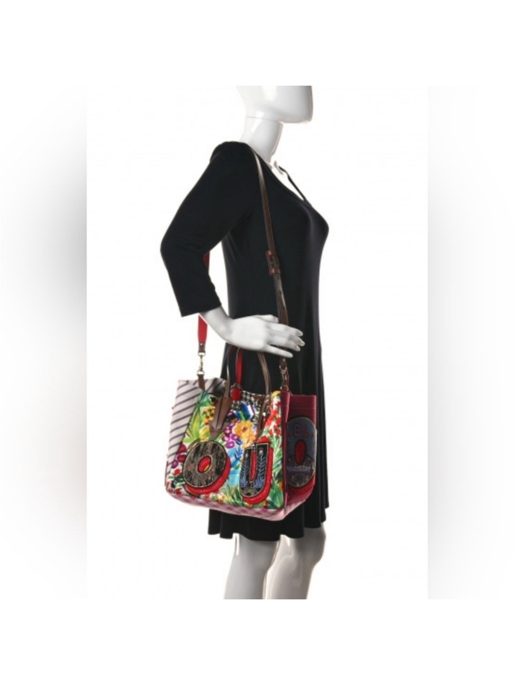 Louis Vuitton Multicolor Floral Patchwork Shoulder Bag with Red Accents